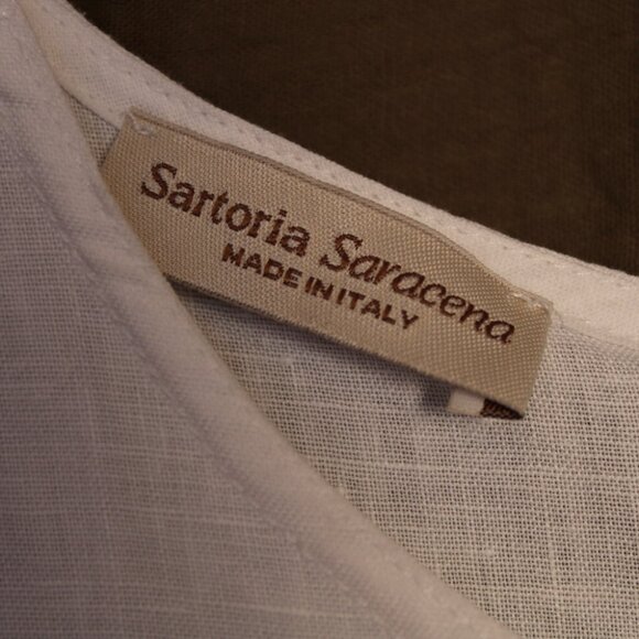 Sartoria Saracena Navy Blue & White Striped Linen Shift Dress XS - Picture 3 of 6